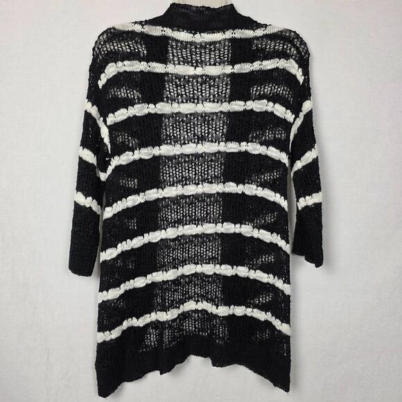 Maurices Open Knit Striped Cardigan Black White Size S - Picture 4 of 6